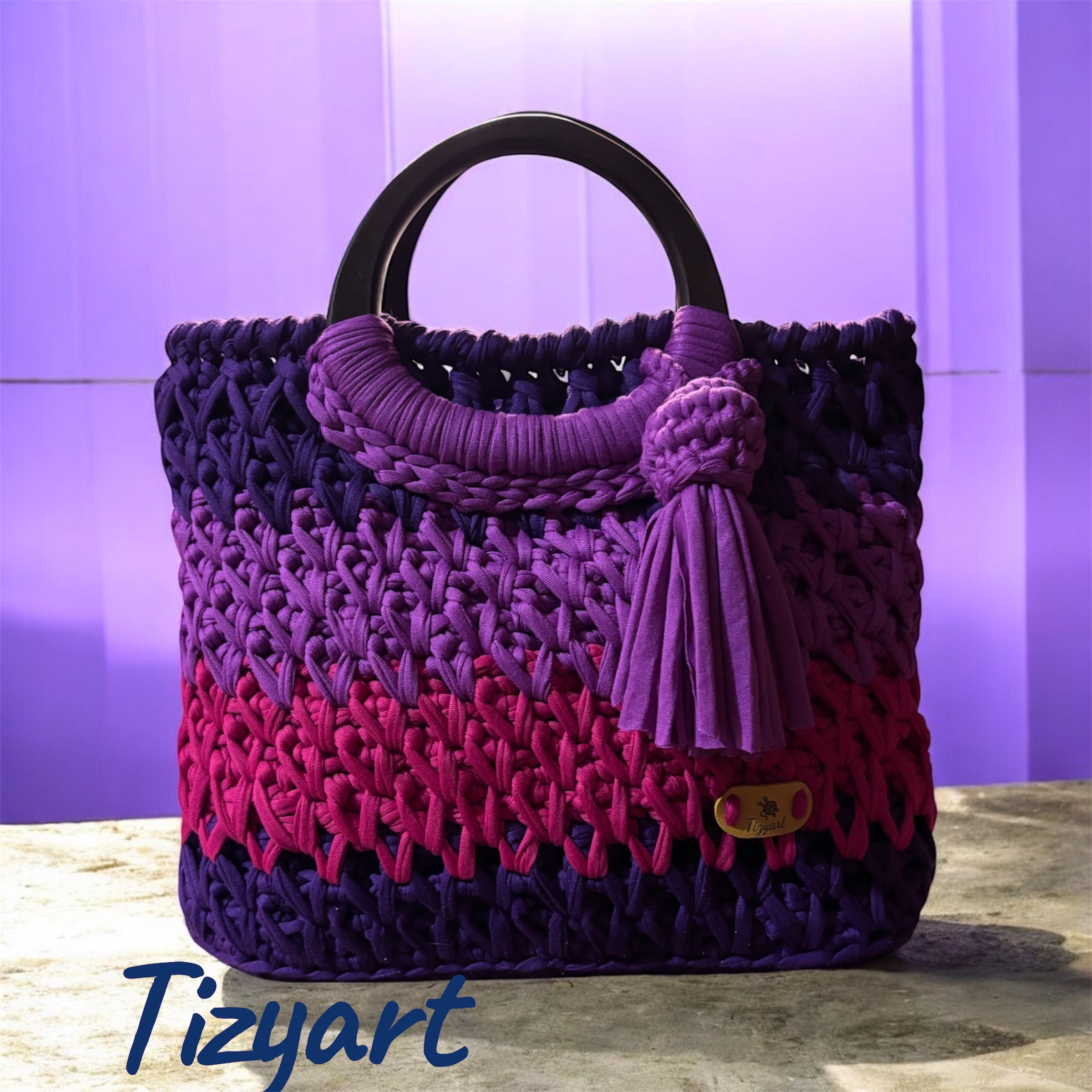 Borsa Artigianale Viola & Fucsia – Manici Rigidi
