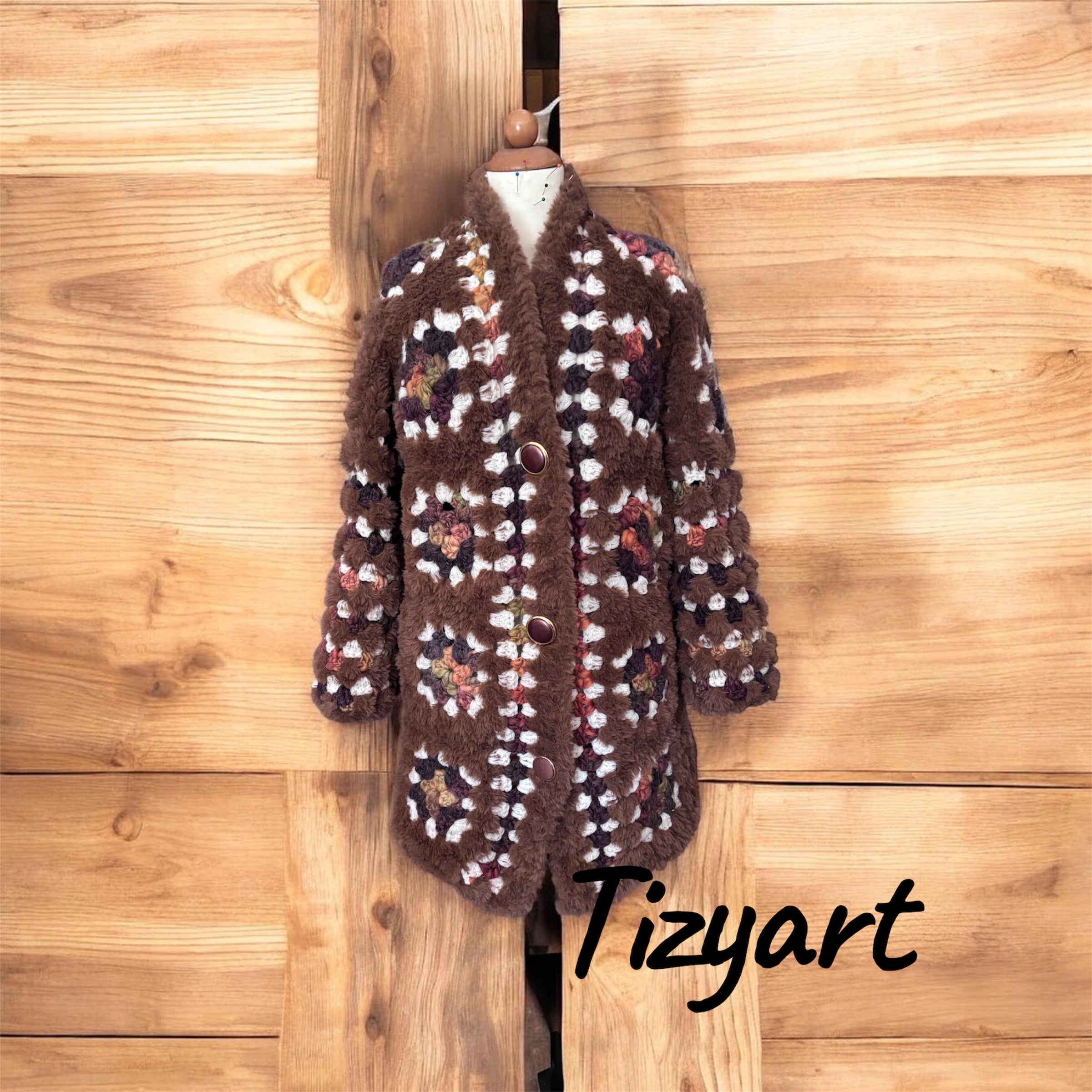 ✨ Cappotto Artigianale Granny Chic – Pezzo Unico Tizyart ✨