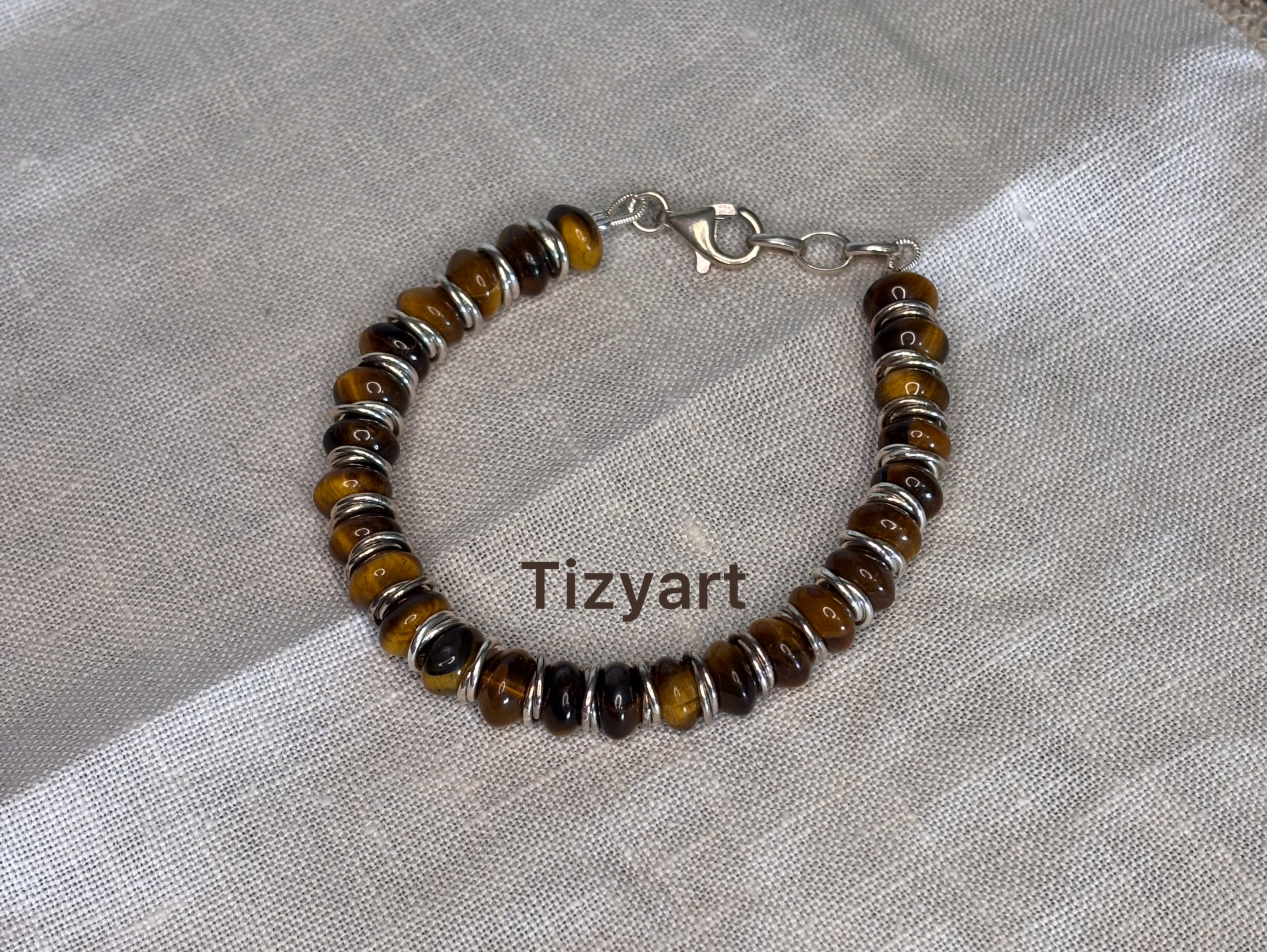 Bracciale in argento 925 e occhio di tigre