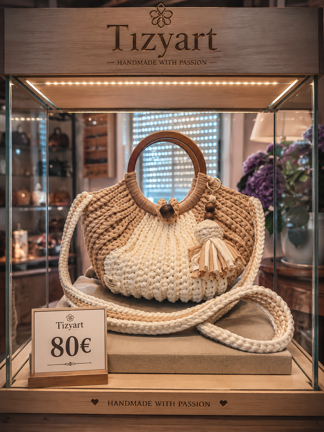 Borsa fatta a mano all’uncinetto – Tizyart → Borsa Elegante all’Uncinetto con Manici Rigidi – Fatta a Mano Tizyart