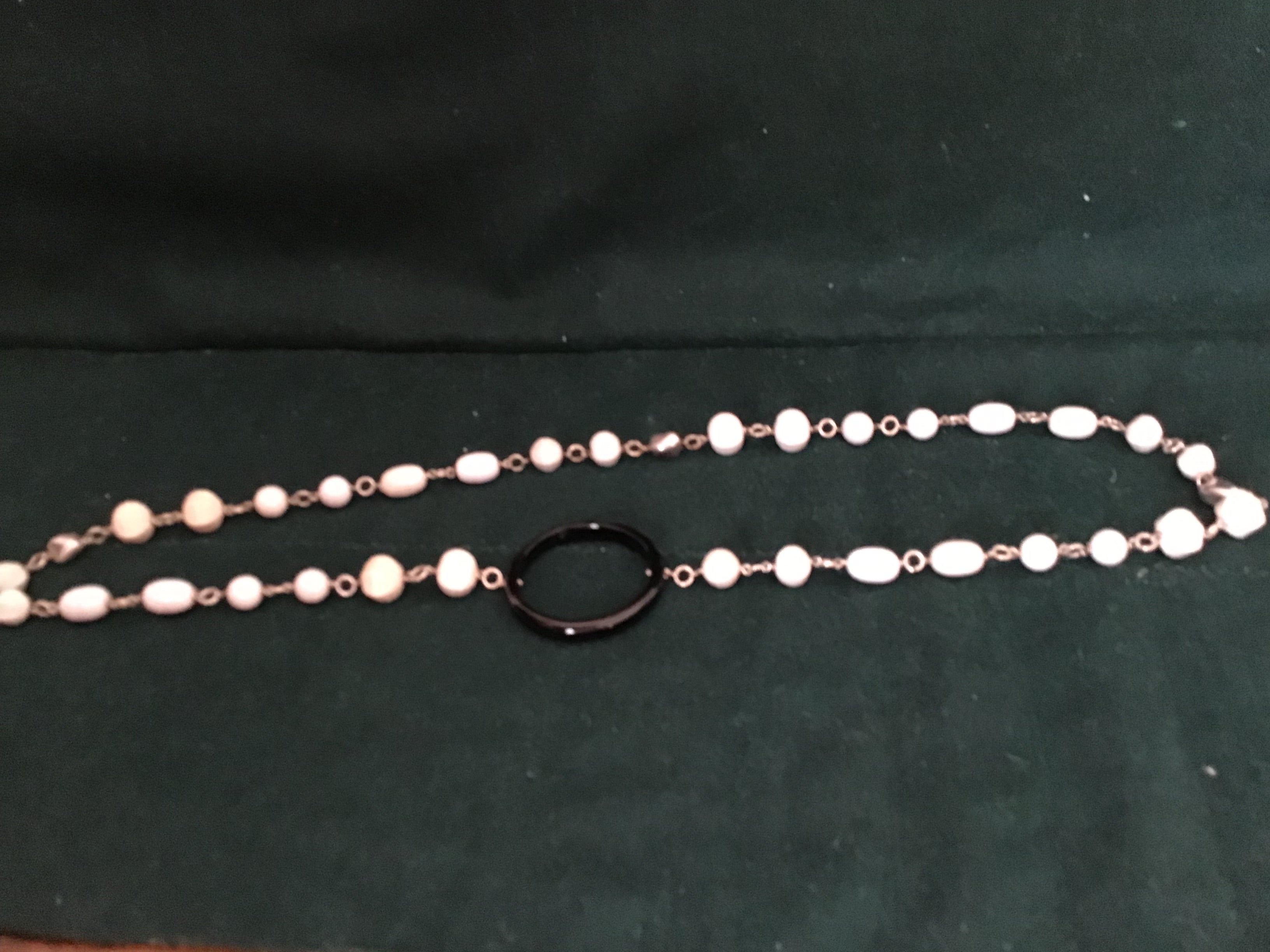 Collana in Agata bianca,onice e argento 925