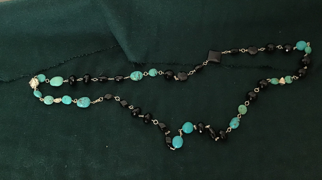 Collana Onice e Turchese Naturale – Montatura in Argento 925