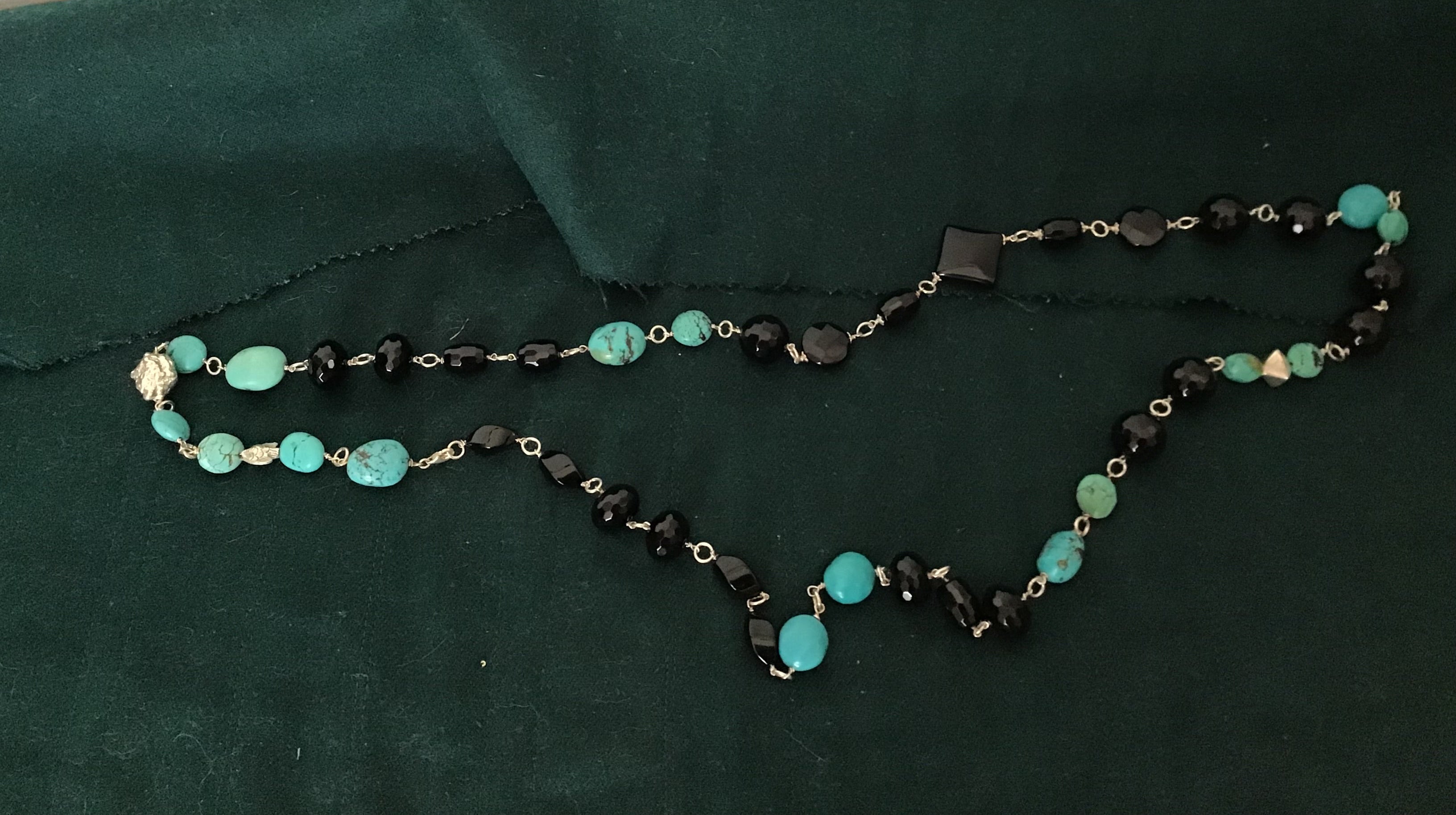 Collana Onice e Turchese Naturale – Montatura in Argento 925