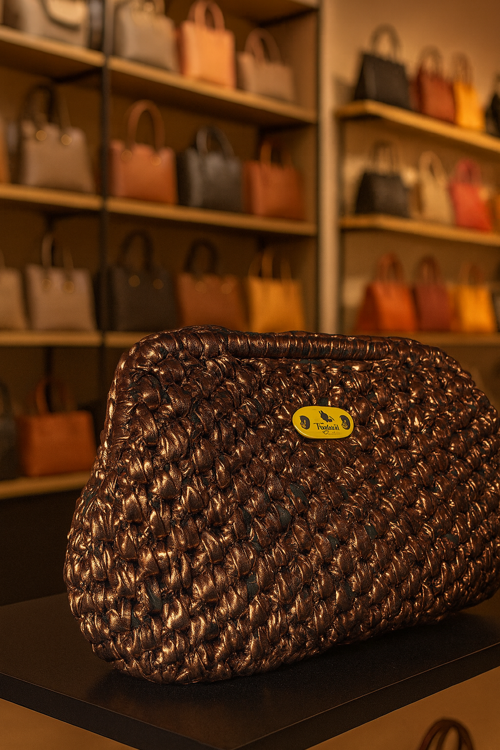 Pochette clutch intrecciata bronzo Tizyart –