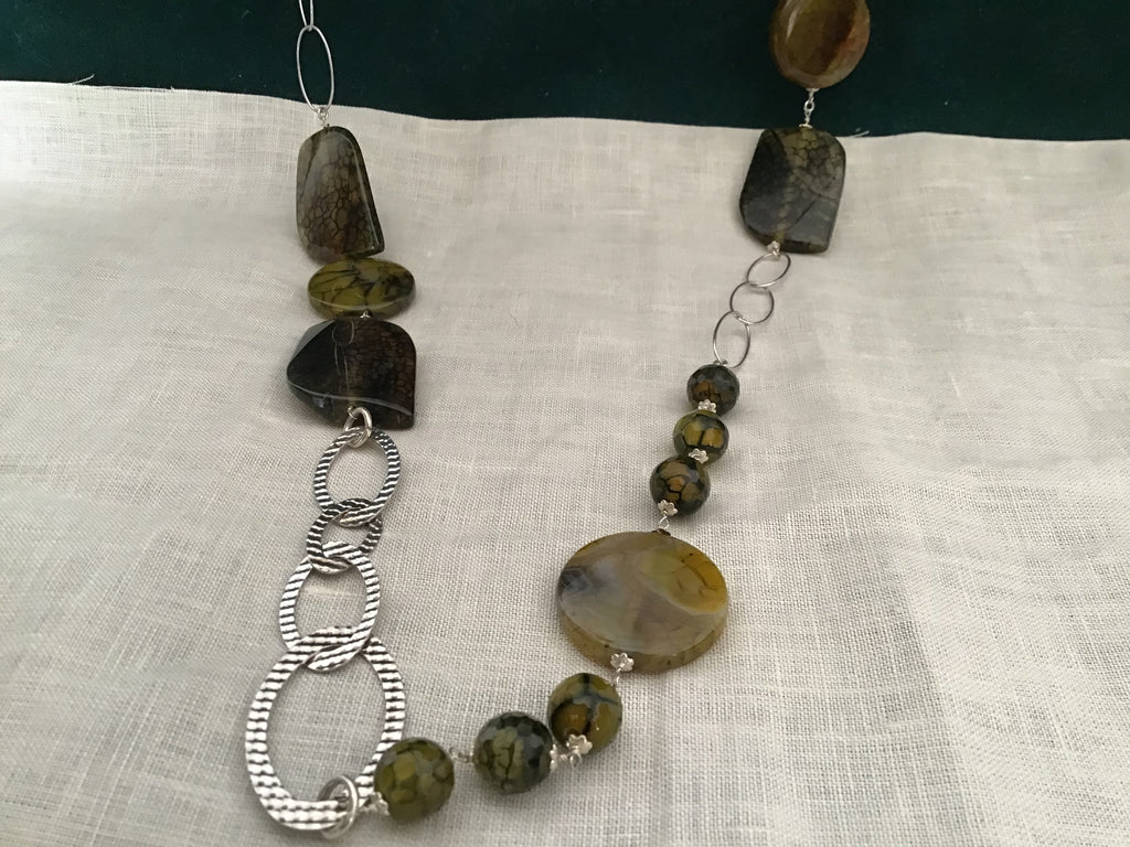 Collana in agata verde e argento 925