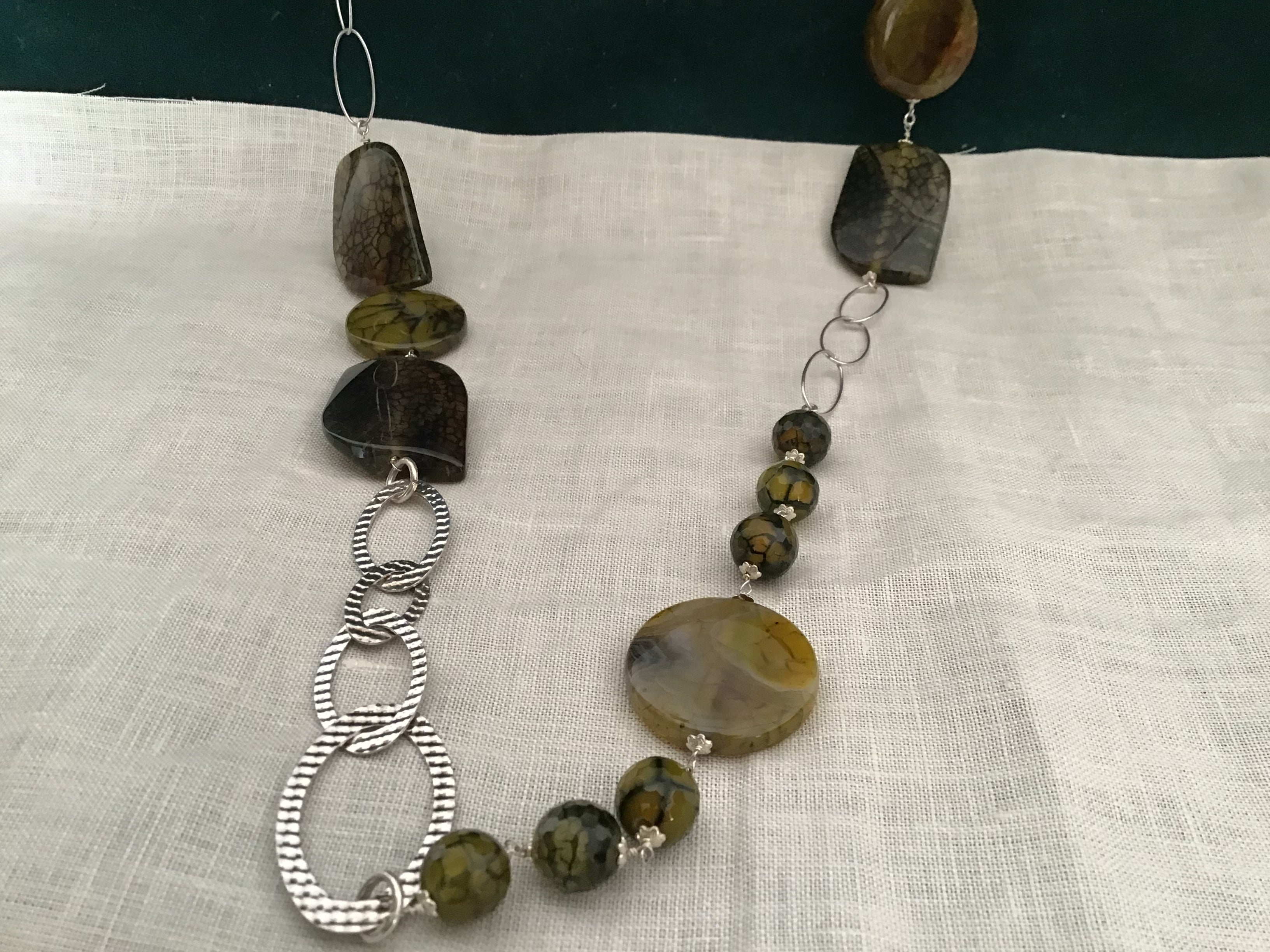 Collana in agata verde e argento 925