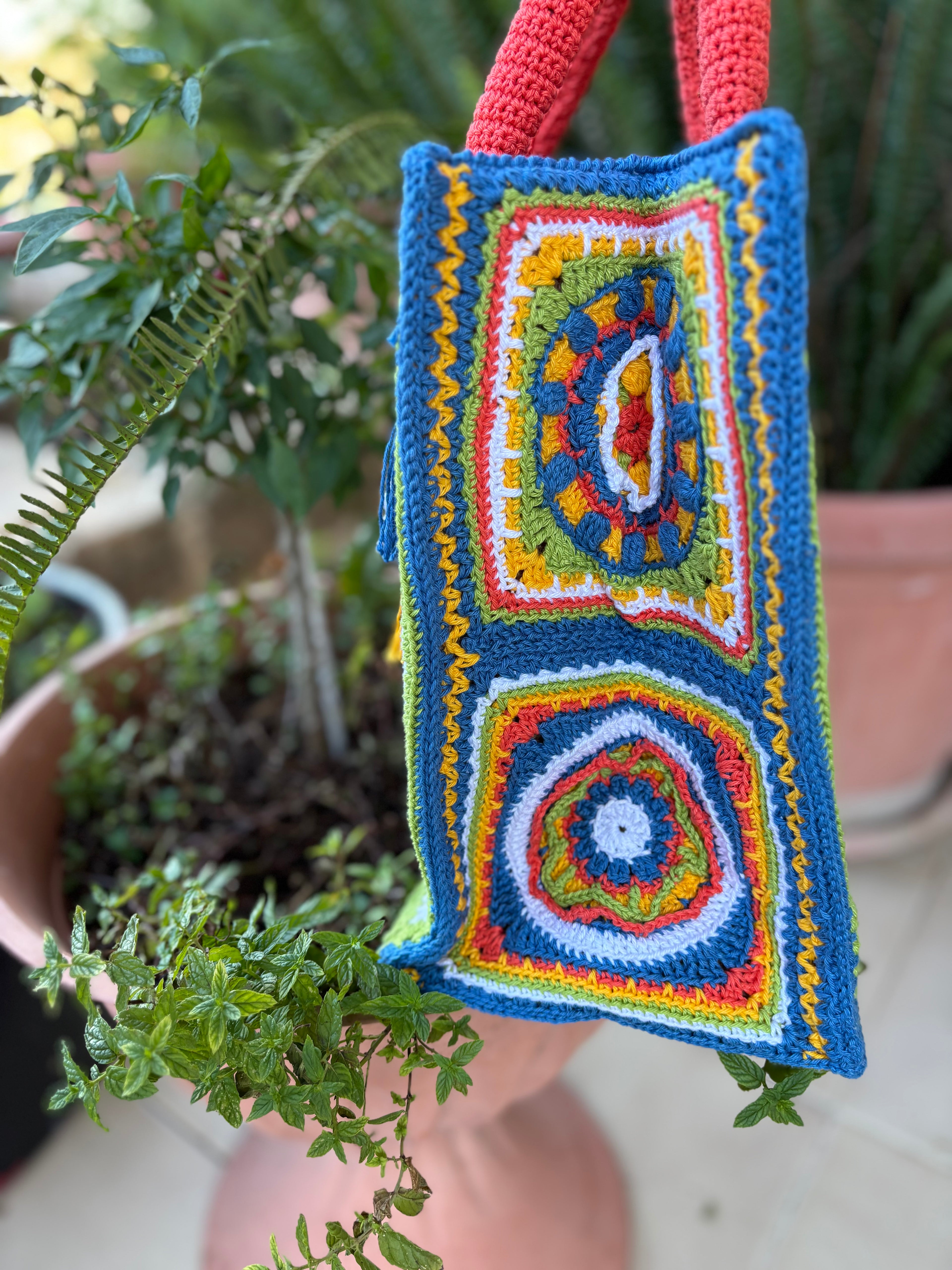 Borsa crochet “Mandala Color” Fatto a mano su commissione