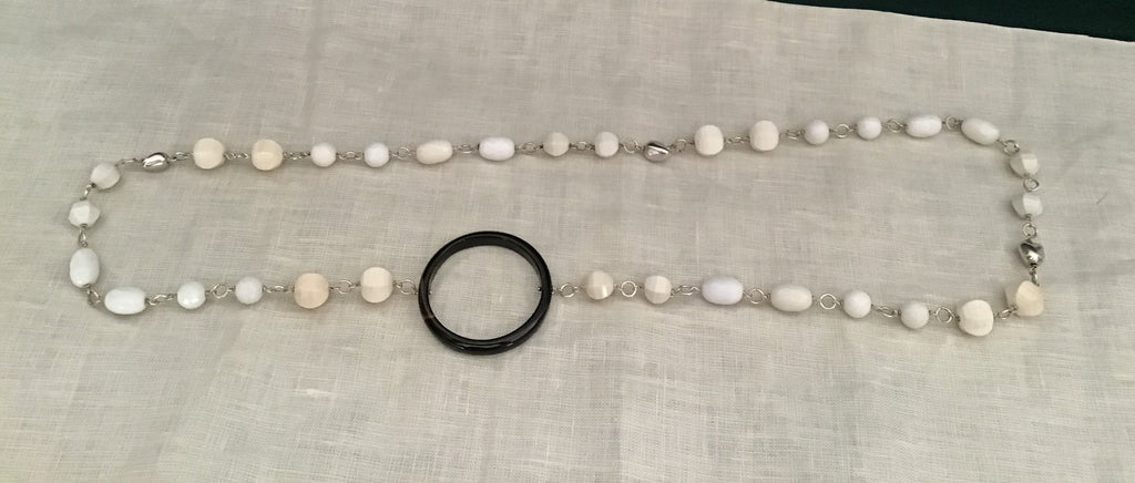 Collana in Agata bianca,onice e argento 925