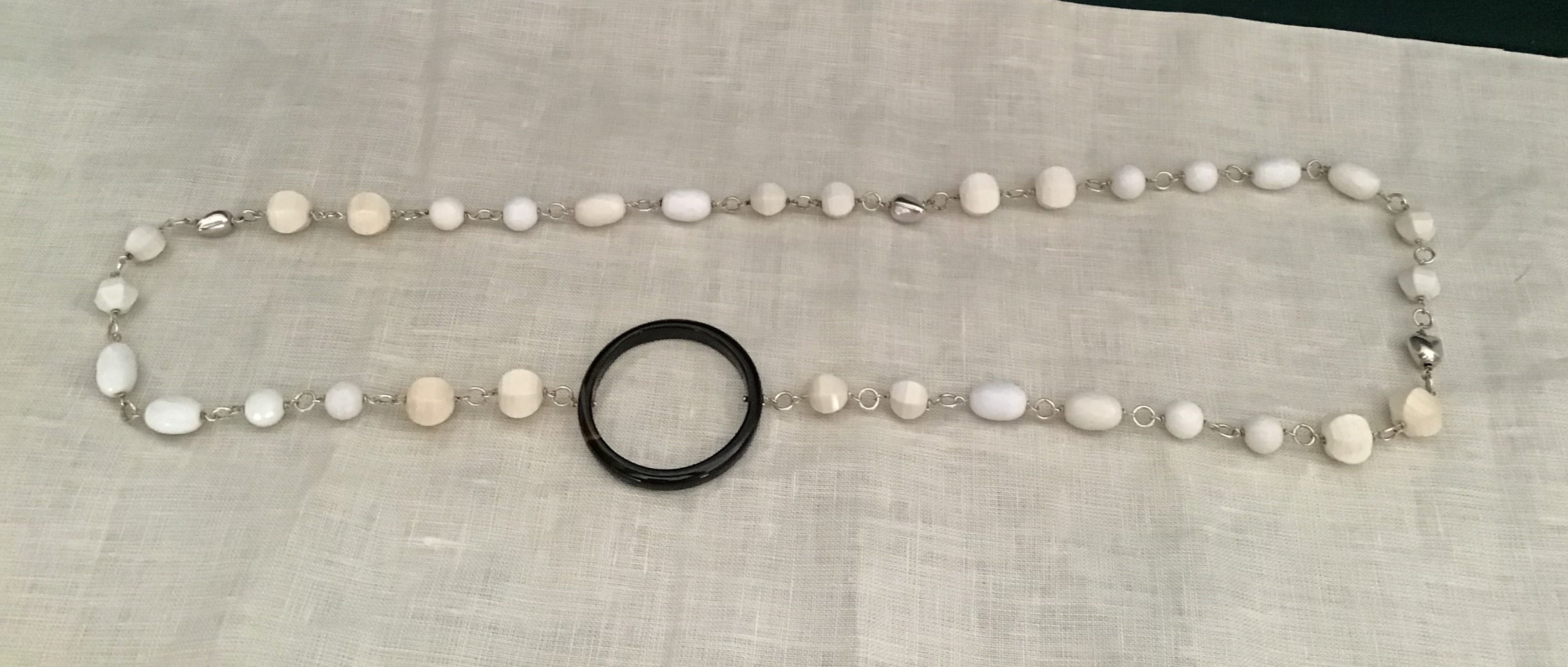 Collana in Agata bianca,onice e argento 925
