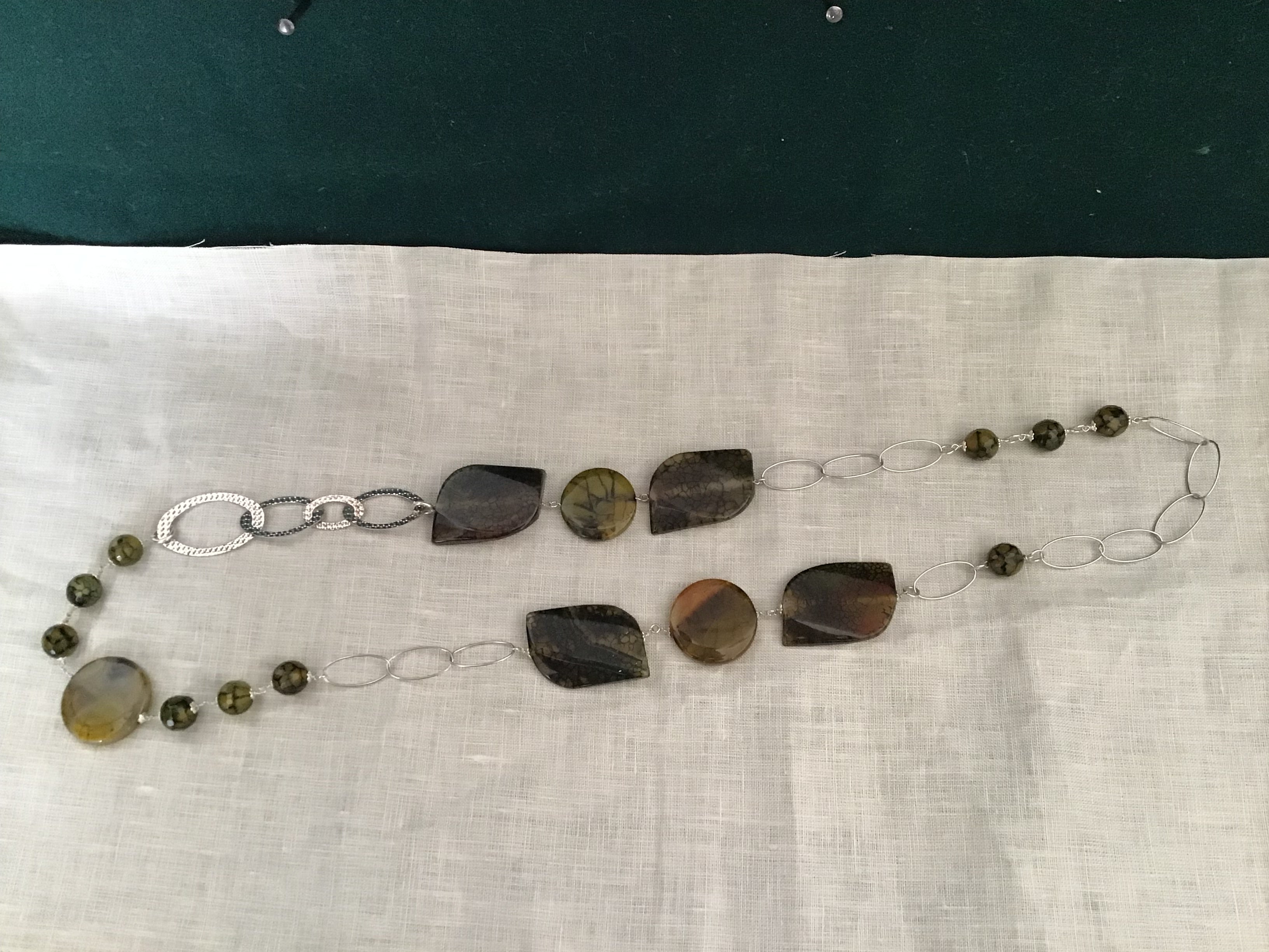 Collana in agata verde e argento 925