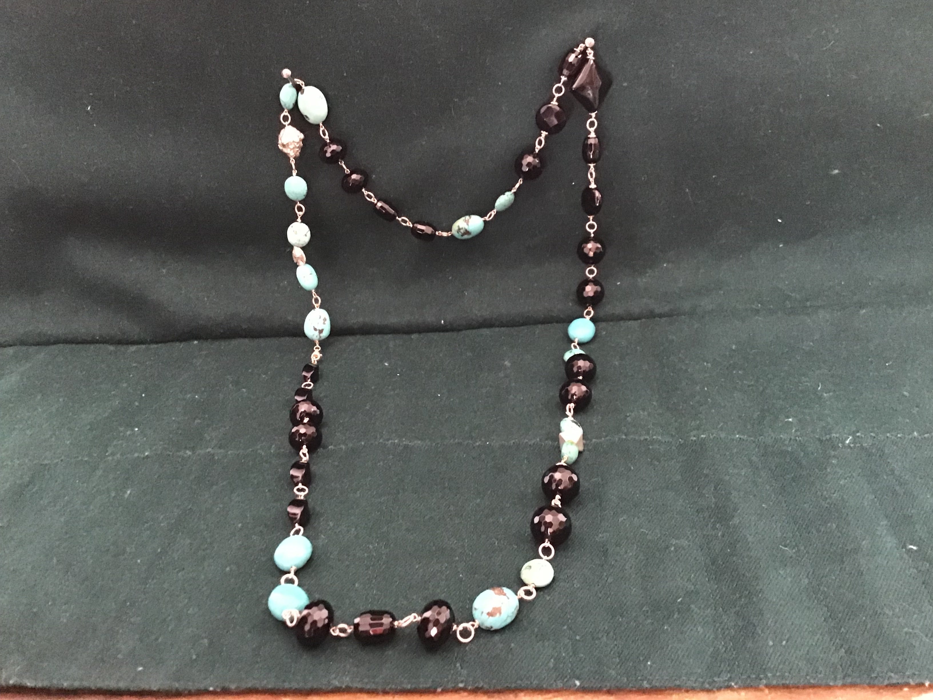 Collana Onice e Turchese Naturale – Montatura in Argento 925