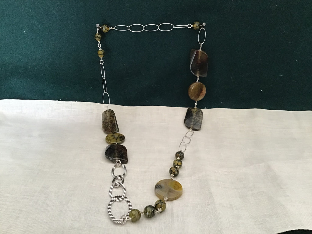 Collana in agata verde e argento 925
