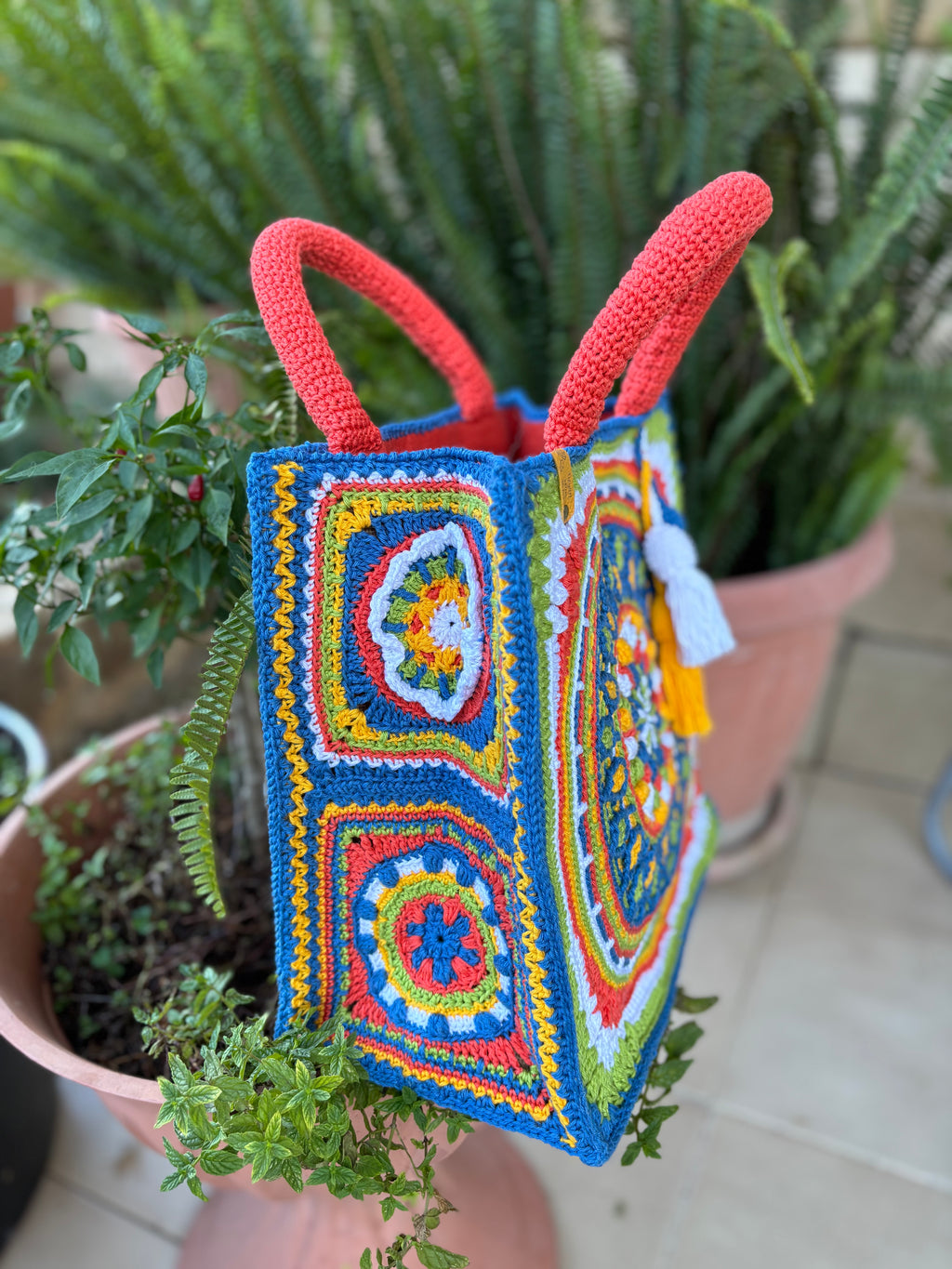 Borsa crochet “Mandala Color” Fatto a mano su commissione