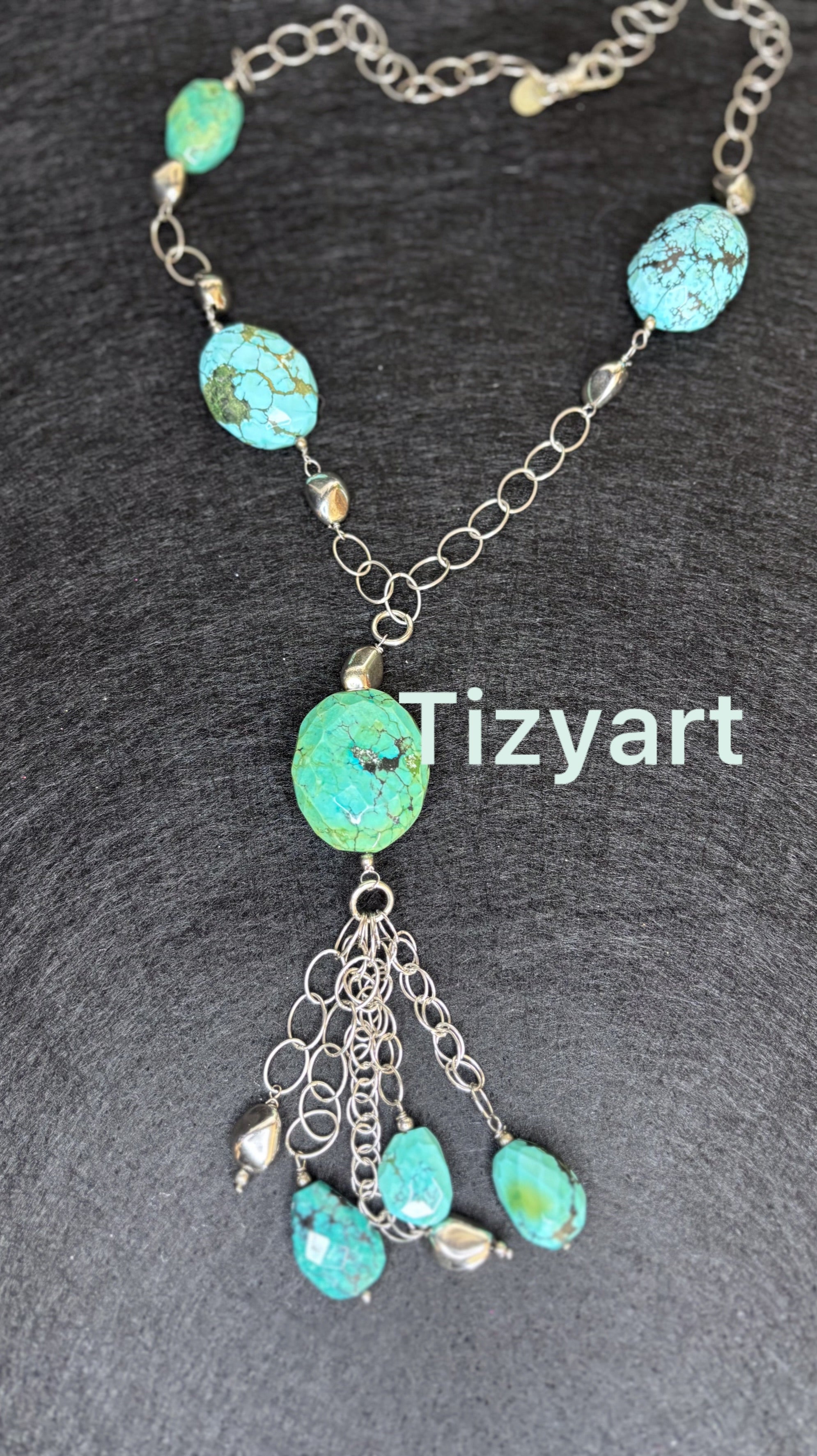 Collana in argento e turchese naturale
