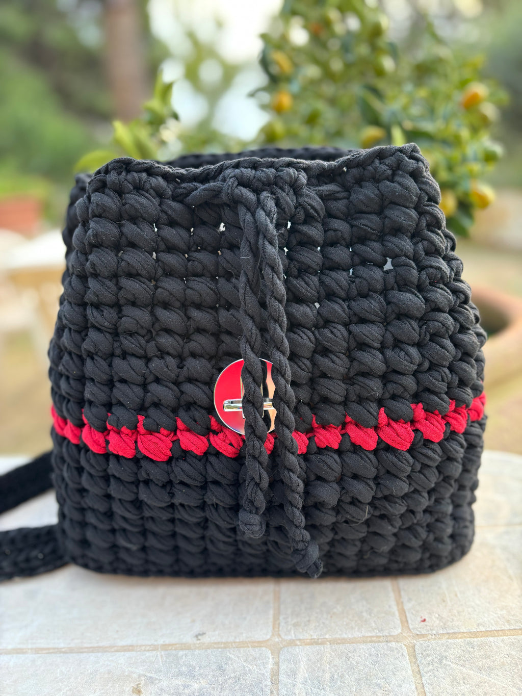 Zaino nero in fettuccia