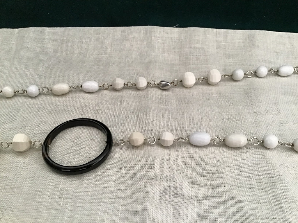 Collana in Agata bianca,onice e argento 925