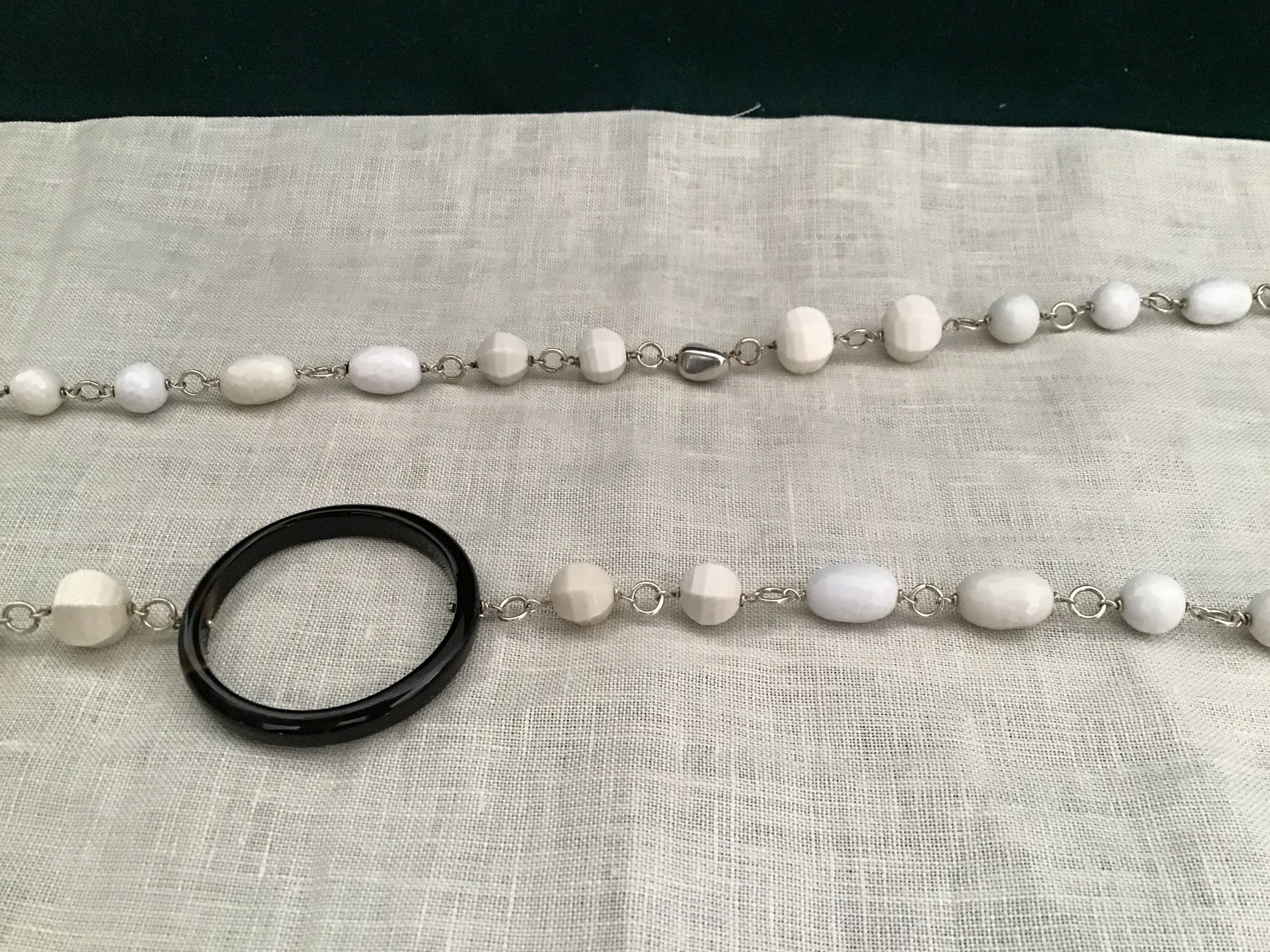 Collana in Agata bianca,onice e argento 925