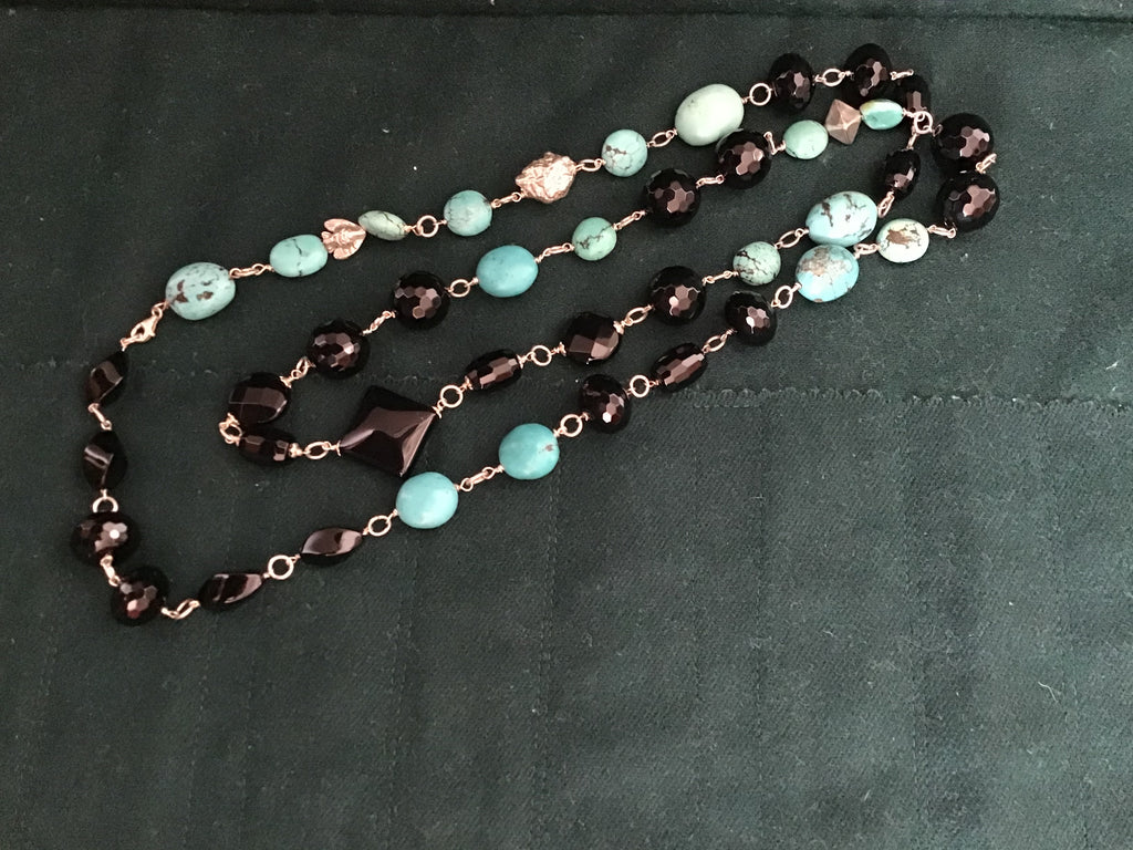 Collana Onice e Turchese Naturale – Montatura in Argento 925