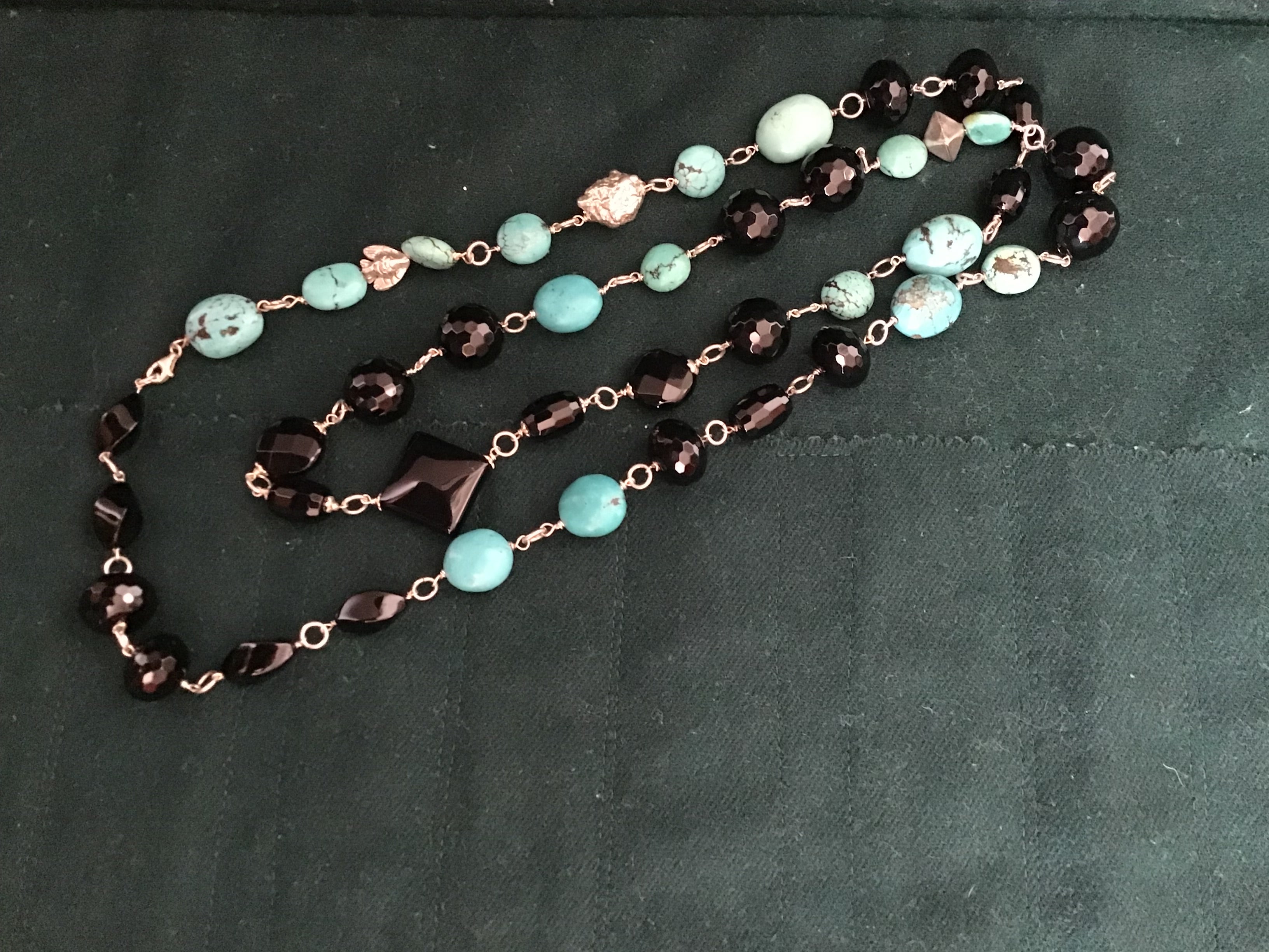 Collana Onice e Turchese Naturale – Montatura in Argento 925