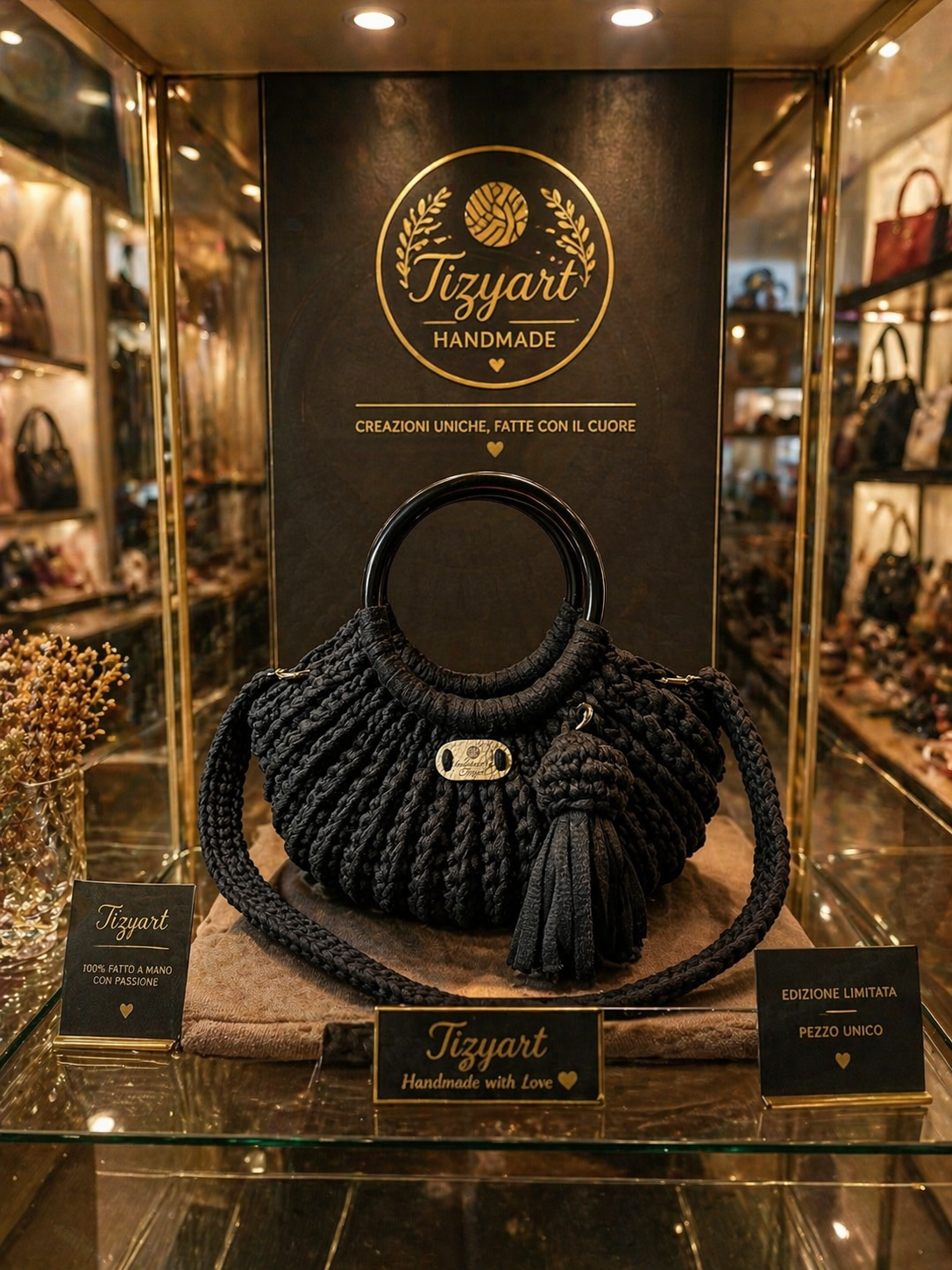 Borsa artigianale fatta a mano all’uncinetto – Tizyart