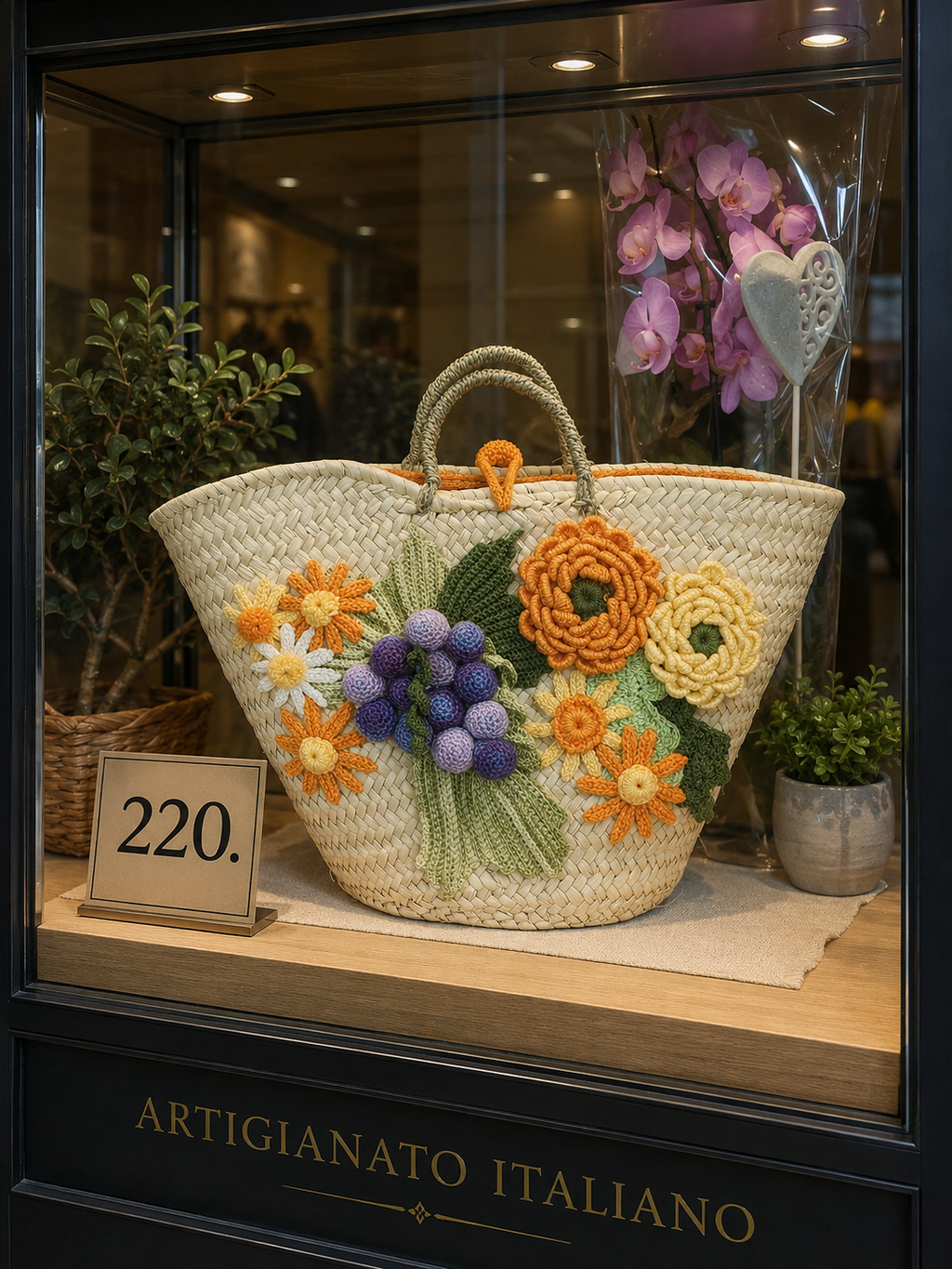 Borsa in paglia con decorazioni all’uncinetto – Fatta a mano → Borsa in Paglia Decorata all’Uncinetto – Fatta a Mano Tizyart