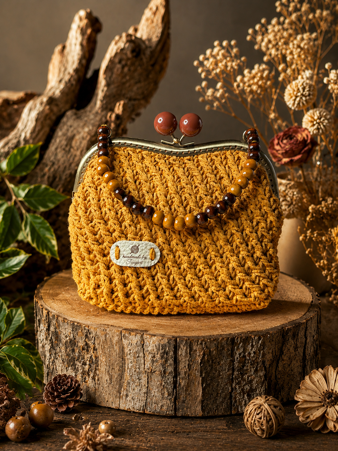 Set artigianale Tizyart → Set Borsa e Portamonete Crochet Bordeaux Tizyart