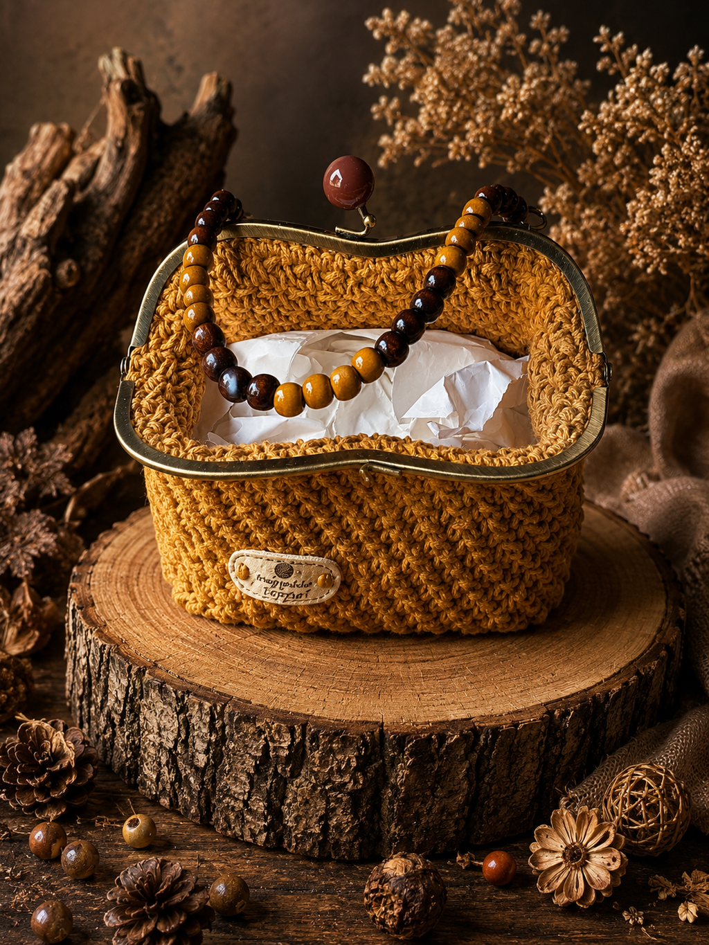 Set artigianale Tizyart → Set Borsa e Portamonete Crochet Bordeaux Tizyart