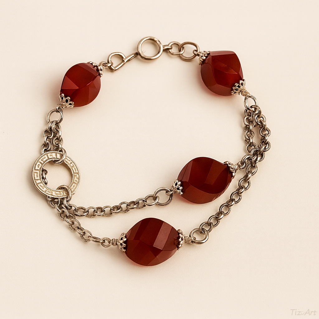 Bracciale in argento e corniola – fatto a mano