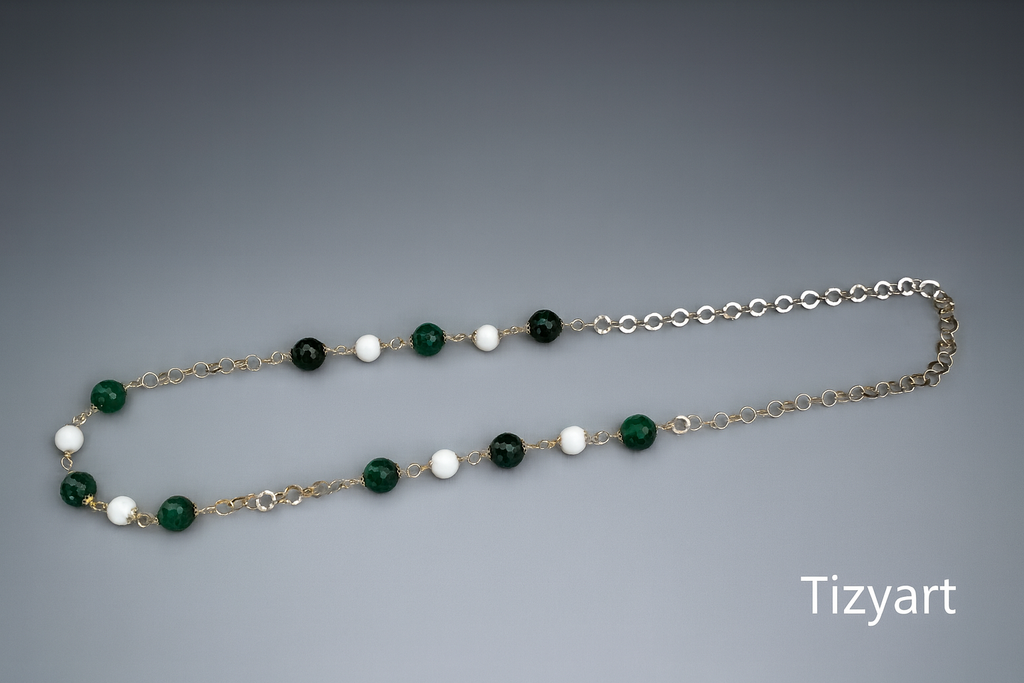 Collana in Agata bianca e verde